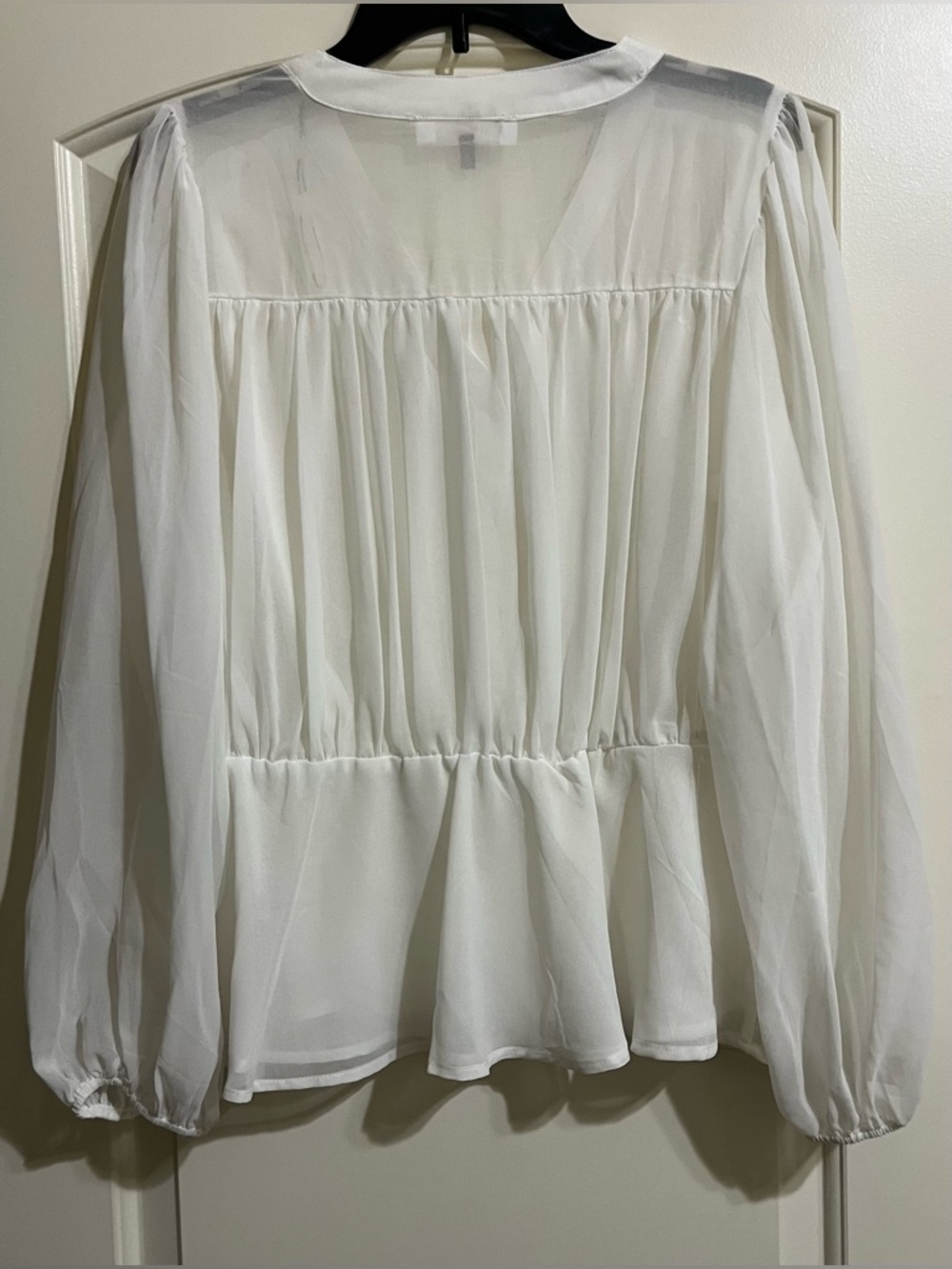 NWT Melograno Rico Women’s White Semi Sheer Boho Peasant Button Blouse Top XL - Picture 5 of 11
